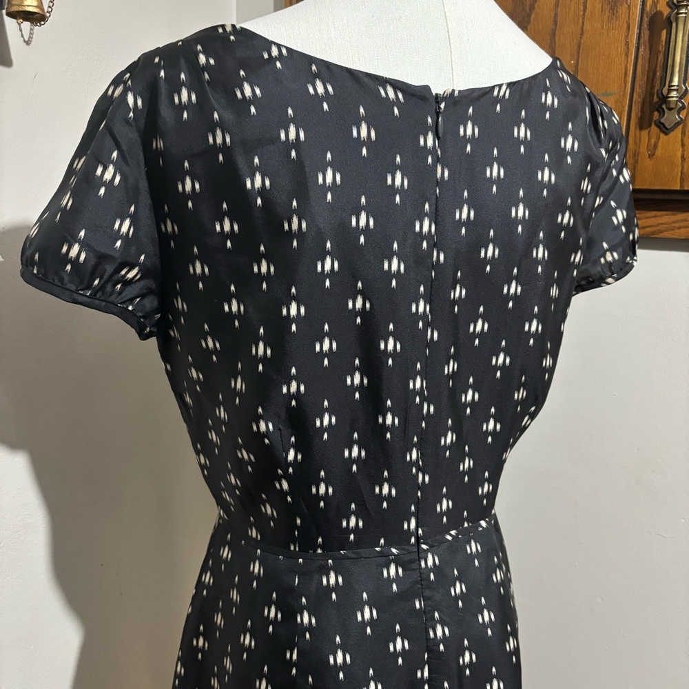J. Crew Short Sleeve Silk Mini Dress Size 6 Abstract Polka Dots Print Scoop Neck - Picture 5 of 10